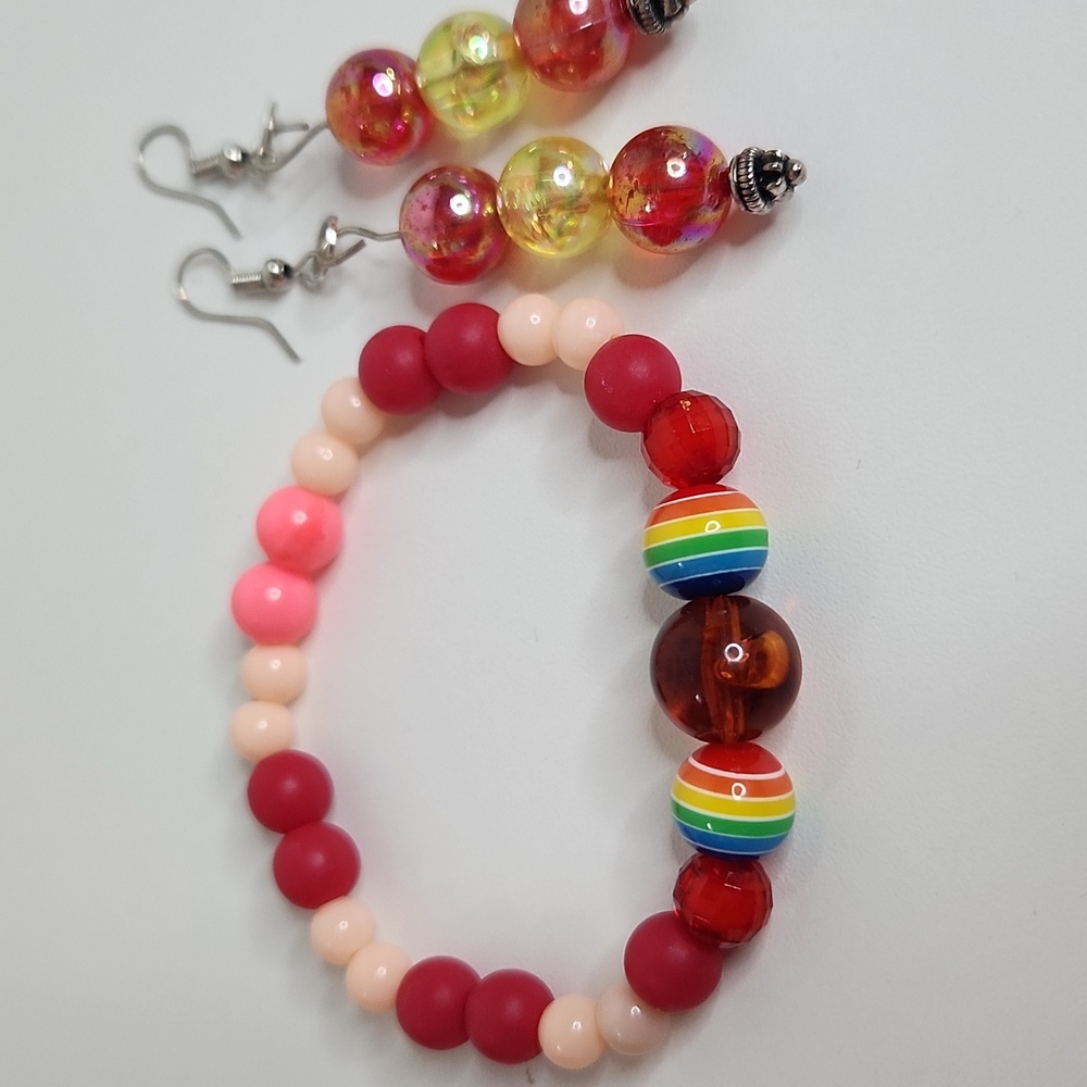 Colorful Beaded Bracelet and Earring Set